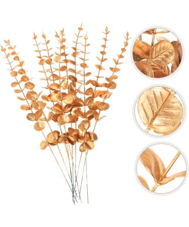 Zerodeko 20 Pcs Eucalyptus Leaves Artificial Leaves Artificial Greenery Stems Artificial Flowers Wedding Centerpiece Home Decor Gold Wedding Decor Household Decor Vase Bouquet Plastic Touch Goldenx2pcs 38X3CMx2pcs - Buy Online on GoSupps.com