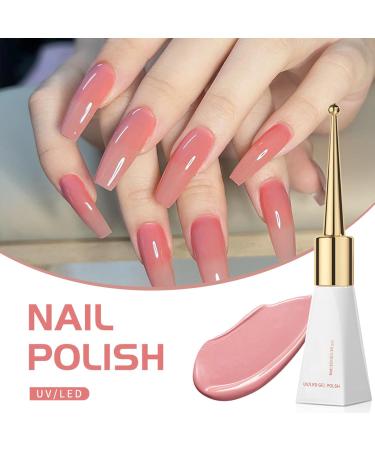 Gel Nail Polish Pink Gel Nail Varnish UV/LED Soak-Off Gel Nail Polish Highly Pigmented Jelly Pink Gel Nail Varnish French Manicure Gel Polish for Home DIY Nail Manicure Salon - Buy Online on GoSupps.com