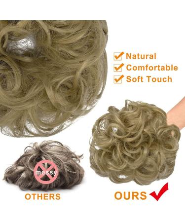 OMGREAT 2PCS Thick Updo Messy Hair Buns Curly Wavy Ponytail Extensions - Ash Blonde Color - Hair Scrunchies for Women and Girls - Buy Online on GoSupps.com