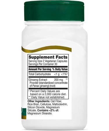 21st Century Ginseng Extract - 60 Vegetarian Capsules for Energy & Wellness - Buy Online on GoSupps.com