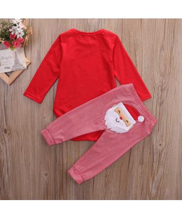 Geagodelia My First Christmas Baby Outfit Set - Red Newborn Long Sleeve Romper & Santa Claus Pants Pajamas - 0-3 Months - Buy Online on GoSupps.com