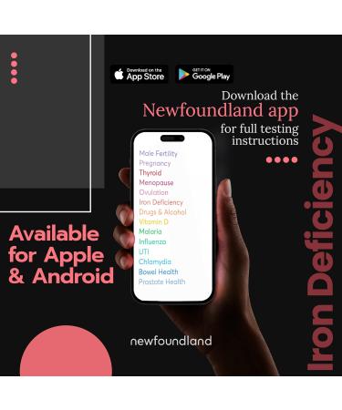 Newfoundland Iron Levels Test Kit - 99% Accurate Home Test for Anaemia Detection & Iron Deficiency - Hemoglobin & Red Blood Cell Testing - CE & MHRA Certified - Buy Online on GoSupps.com