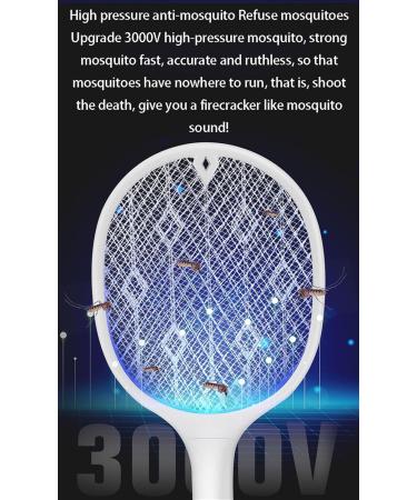 Electric Fly Swatter 3000V Bug Zapper Racket Dual Modes Mosquito Killer with Purple Mosquito Light Rechargeable for Indoor and Outdoor Home Office Backyard Patio Camping(Color:White) - Buy Online on GoSupps.com