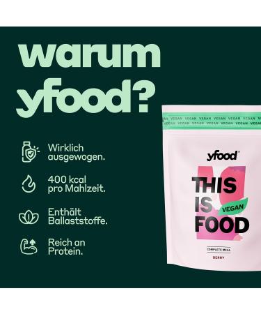 yfood Poudre v g talienne Berry d licieux repas boire pour les d placements en poudre 25 g de prot ines 12 repas 26 vitamines et min raux go t baie (v g talien) - Buy Online on GoSupps.com
