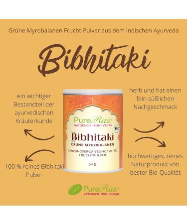 Organic Bibhitaki Powder - Raw Vegan Triphala Churna | Terminalia Bellirica | Ayurvedic Nutrition 50g - Pureeraw - Buy Online on GoSupps.com