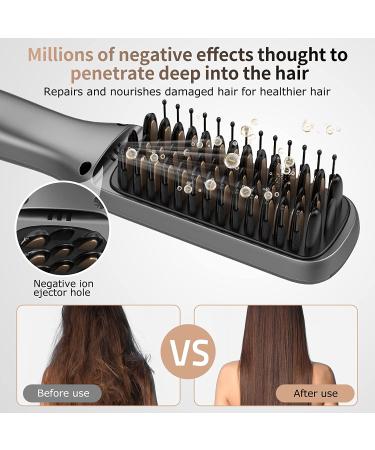 Fast Heating Ceramic Hair Straightener Brush with 4 Temp Settings | Anti-Scald, Auto Temperature Lock, Auto-Off | Professional Salon Result for Frizz-Free Silky Hair - Gold - Buy Online on GoSupps.com