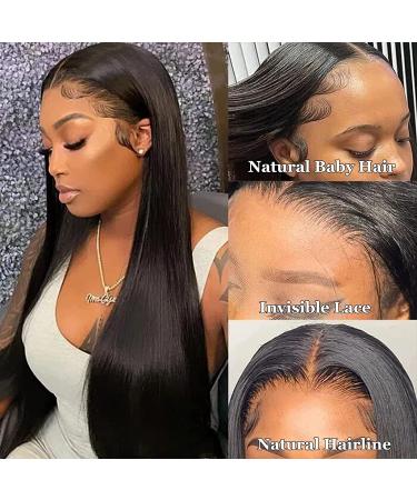30 Inch HD Lace Front Human Hair Wig | Pre Plucked 160% Density Straight Brazilian Virgin Hair | Natural Hairline for Black Women | 13x4 Transparent Lace Wig with Baby Hair - Buy Online on GoSupps.com