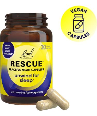 Rescue Peaceful Night Capsules | Sleep Aid with Ashwagandha, Chamomile, Magnesium & B6 | Vegan | 30 Capsules - Buy Online on GoSupps.com