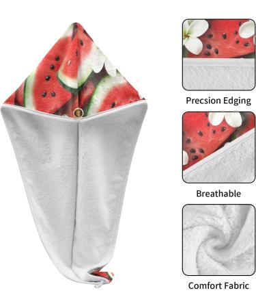 Plumeria Watermelon Hair Towel 2 Pack | Super Absorbent Quick Dry Hair Turbans for Women & Girls - Buy Online on GoSupps.com
