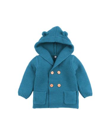 mimixiong Baby Sweater Cardigan Boy Jackets Long Sleeve Hooded Coats 6-12 Months Navy Blue