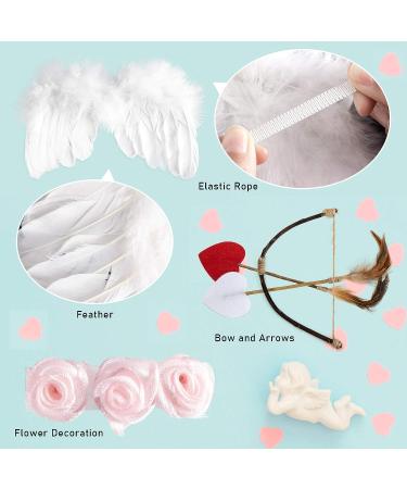 AMOR PRESENT Baby Angel Wings Set | White Newborn Photoshoot Costume with Wings, Headband, Bow, Swords | Photo Prop Outfit 0-18 Months - Buy Online on GoSupps.com