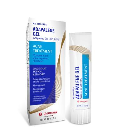 Glenmark Adapalene Gel 0.1% Acne Treatment  Topical Retinoid Cream For Face  Helps Clear and Prevent Acne and Clogged Pores  15 Gram Tube