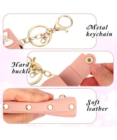 2 Pack Keychain Chapstick Holder - PU Leather Lip Balm & Lipstick Holder with Key Ring - Travel Essential (Pink Black - Buy Online on GoSupps.com