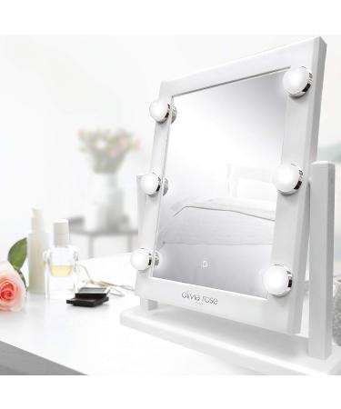 Olivia Rose Hollywood Style Vanity Mirror with Lights - Large Lighted Makeup Mirror in White/Silver - Buy Online on GoSupps.com
