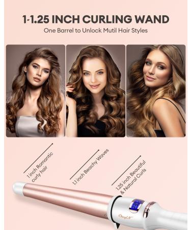 CkeyiN Professional Ceramic Hair Curling Wand 25-32MM - Adjustable Temperature - LCD Screen - Glove Included - Buy Online on GoSupps.com