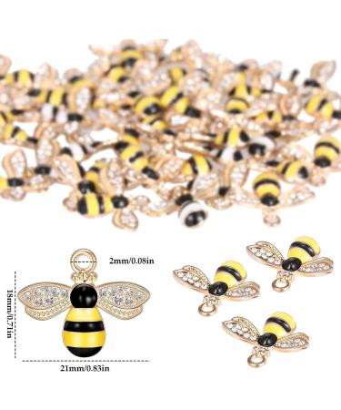 32pc Bee Charm Pendants with Rhinestone for Jewelry Making - DIY Craft Earring, Necklace, Bracelet - Buy Online on GoSupps.com