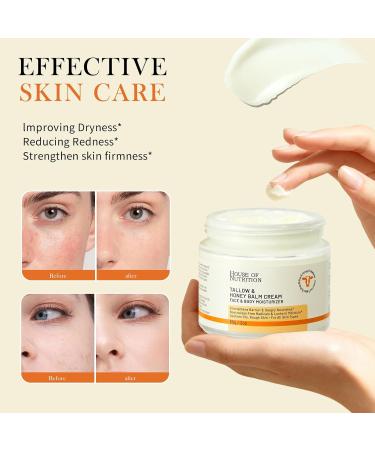 Beef Tallow for Skin, Tallow and Honey Balm, 100% Grass Fed Whipped Moisturizer, Natural Honey & Beeswax Cream, Face and Body Skincare, Deep Hydration for Sensitive Skin, Non-Greasy, 2oz - Buy Online on GoSupps.com