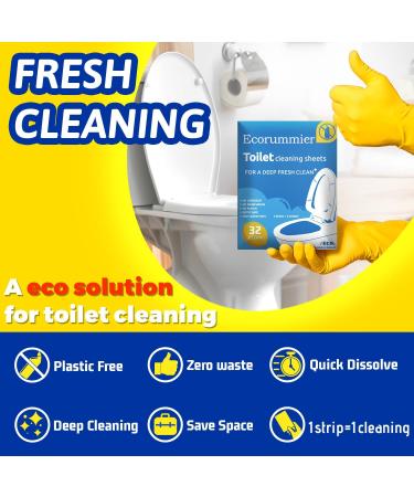 Eco-Friendly Toilet Cleaner Sheets - 32 Powerful Cleans in Lemon Scent | Septic Safe & Travel-Friendly Toilet Bowl Cleaning Strips - Buy Online on GoSupps.com