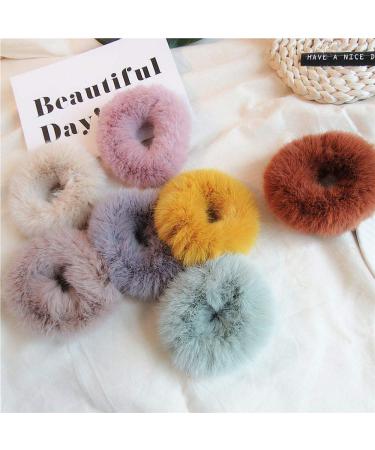 5PCS Sweet Rabbit Faux Fur Pom Pom Scrunchies - Elastic Hair Accessories for Women, Girls, and Kids - Buy Online on GoSupps.com