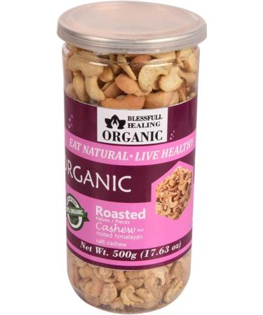 Blessfull Healing Organic Natural Vegan Himalayan Pakistani Salt Roasted Halves/Pieces Cashew Nuts Crunchy Kaju 500 Gram - Buy Online on GoSupps.com
