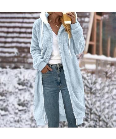 Shop Oversized Plush Fleece Jacket for Women | Warm Lined Hoodie Winter Coat | Cozy XXL Sky Blue - Buy Online on GoSupps.com