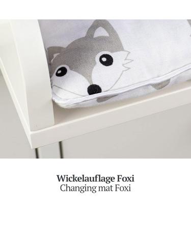 Puckdaddy Foxi Fuchs Pattern Diaper Pad | 100% Cotton | Oeko-Tex Certified | Soft & Safe | 77x75cm | Optimal Comfort for Babies | Stylish Gray Fox Design - Buy Online on GoSupps.com