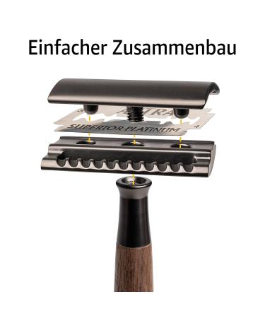 ANYMALE Walnut Wood Safety Razor - Eco-Friendly Zero Waste Razor for Men & Women | Includes 5 ASTRA Blades - Buy Online on GoSupps.com