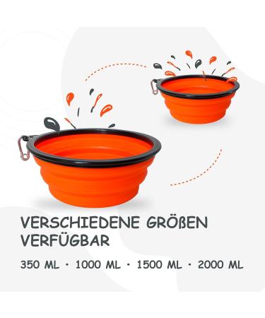 Petsation Foldable Dog Bowl - Original 1000 ml Travel Food & Water Bowl for Dogs - Portable Pet Feeding Solution (2 x 1000 ml Orange) - Buy Online on GoSupps.com