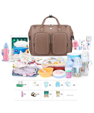 Pomelo Waterproof Diaper Bag with Adjustable Strap & 2 Stroller Hooks | Multifunctional Travel Bag in Taupe - Buy Online on GoSupps.com