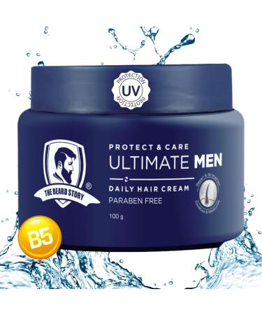 B...eard Story Hair Cream for Men | Daily Use UV Protection | For Soft & Manageable Hair Long-Lasting Moisturization | Contains Vitamin B5 E | Matte Finish 100 gm Blue
