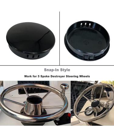 Duthyvea 2pcs Boat Steering Wheel Center Caps - 2-1/2 Inch ID Insert, Snap-in Style Plastic Cover for 5 Spoke Destroyer Marine Yacht Steer Wheels - Buy Online on GoSupps.com