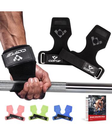 COFOF Zughilfen leather lifting straps for bodybuilding weight lifting strength training & fitness especially developed for heavy weights professional train aid strength training for women and men midnight black