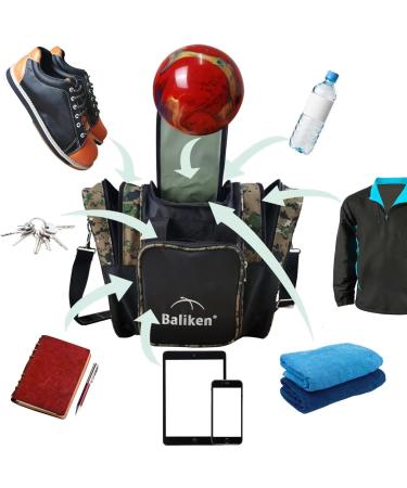 WaLiken Single Bowling Ball Tote Bag - Forest Camo | Holds 1 Ball & 1 Pair Shoes | Mens 13 Shoes | Durable & Stylish - Buy Online on GoSupps.com