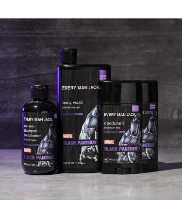 Every Man Jack Black Panther Body Set - Marvel-Inspired Bath and Body Gift Set for Men - Clean Ingredients, Incredible Scents - Includes Body Wash, Shampoo, Deodorant - Buy Online on GoSupps.com
