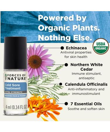 Forces of Nature Cold Sore Treatment Extra Strength H-Balm Organic Fast Relief for Cold Sores & Fever Blisters w/Echinaea & Northern White Cedar Calms Swelling (0.14 fl oz) - Buy Online on GoSupps.com