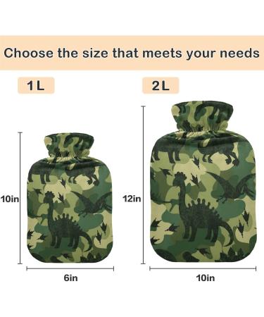 NAANLE CAMO Dinosaur Hot Water Bottle - 1L Heat & Cold Therapy for Pain Relief | Transparent & Motivated Design - Buy Online on GoSupps.com