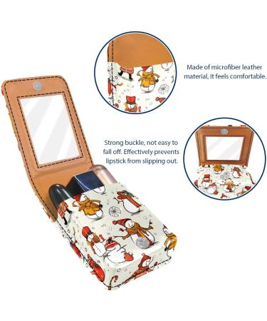 Buy Cute Cartoon Snowmen Leather Lipstick Case - Mini Organizer with Mirror - Perfect Lip Gloss Holder for International Shipping - Buy Online on GoSupps.com