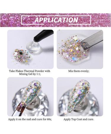 Nail Chrome Powder - Nail Glitter for Gel Nails Flakes Thermal Powder Shimmering Color Changing Mermaid Bright Nail Sequins Sparkly Glitter Flakes Powder Design for Manicure Deco Accessories (0.3g) Color Change: 008 - Buy Online on GoSupps.com