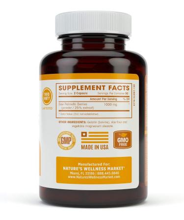 1000mg Saw Palmetto Prostate Supplement with Berry Power - Promotes Prostate Health, Reduces Frequent Urination & DHT Hair Loss - 100 Caps - Buy Online on GoSupps.com