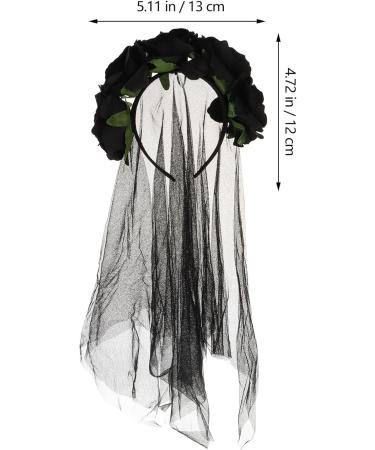 Artibetter Halloween Rose Flower Headband Halloween Black Veil with Rose Flower Crown Halloween Rose Flower Headband with Long Black Veil Makeup Veil Halloween Hair Accessories - Buy Online on GoSupps.com