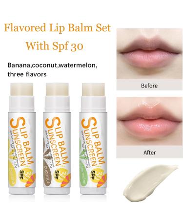 Shop SPF 30 Lip Balm Set - 3 Pcs Hydrating Flavored Lip Balm with Vitamin E & Aloe Vera for Women & Girls - International Shipping Available - Buy Online on GoSupps.com