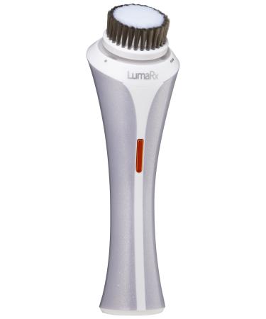 Facial Cleansing Brush with 1-Minute Pulsing Timer and LED Speed Indicator Light Rechargeable and Showerproof White/Silver