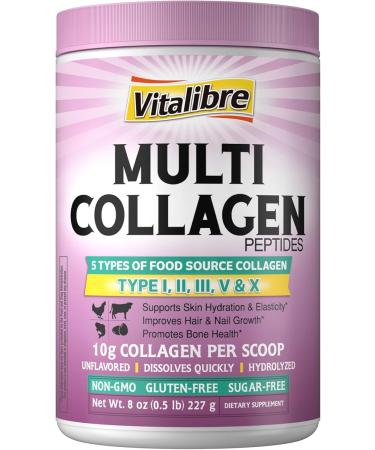 Vitalibre Multi Collagen Peptides 180 Caps and Multi Collagen Peptides Powder 8oz - Buy Online on GoSupps.com