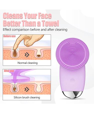 SYEYYDS Silicone Facial Cleansing Brush - Electric Sonic Face Brush for Deep Exfoliating and Makeup Removal - Skin Care Gift for Women | Violet - Buy Online on GoSupps.com