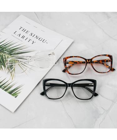 PRTCSLWD Reading Glasses for Women 3 Pack Cat Eye Oversized Blue Light Blocking Glasses +1.5 3pcs-black/Tortoiseshell/Transparent 1.5 x - Buy Online on GoSupps.com