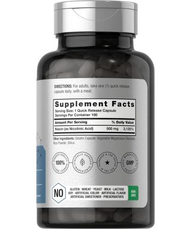 Niacin Vitamin B3 1000mg Capsules with Flushing | Non-GMO & Gluten Free - 100 Count by Horbaach - Buy Online on GoSupps.com