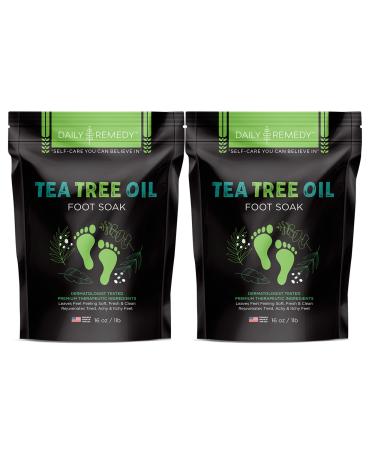 Tea Tree Oil Foot Soak with Epsom Salt - Made in USA - for Toenail irritations Athletes Foot Stubborn Foot Odor Scent Softens Calluses  Soothes Sore Tired Feet - 2 PACK