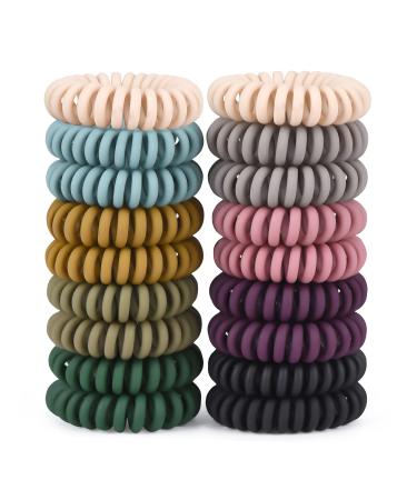 TIZZYT Hair Ties 18 Pack Women Elastic Hair Ties No Crease Spiral Hair Ties Ponytail Hair Band Without Crease No Pulling Hair Strong Stretching Force Suitable For Women And Children With Thick Or Thinning Hair Basics Vintage matte color