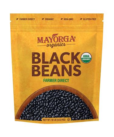 Mayorga Organics  Black Beans Organically Grown, Farmer Direct, USDA Organic Certified, Non - GMO, Gluten Free, Frijoles Negros, Resealable Bag (10 Lb. / 4.53 Kg TOTAL)