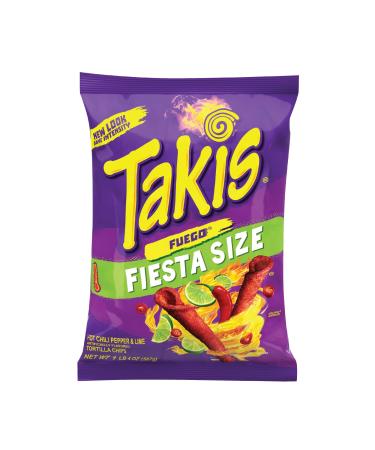 Takis Fuego Rolled Tortilla Chips, Hot Chili Pepper and Lime Artificially Flavored, 20 Ounce Fiesta Size Bag 1